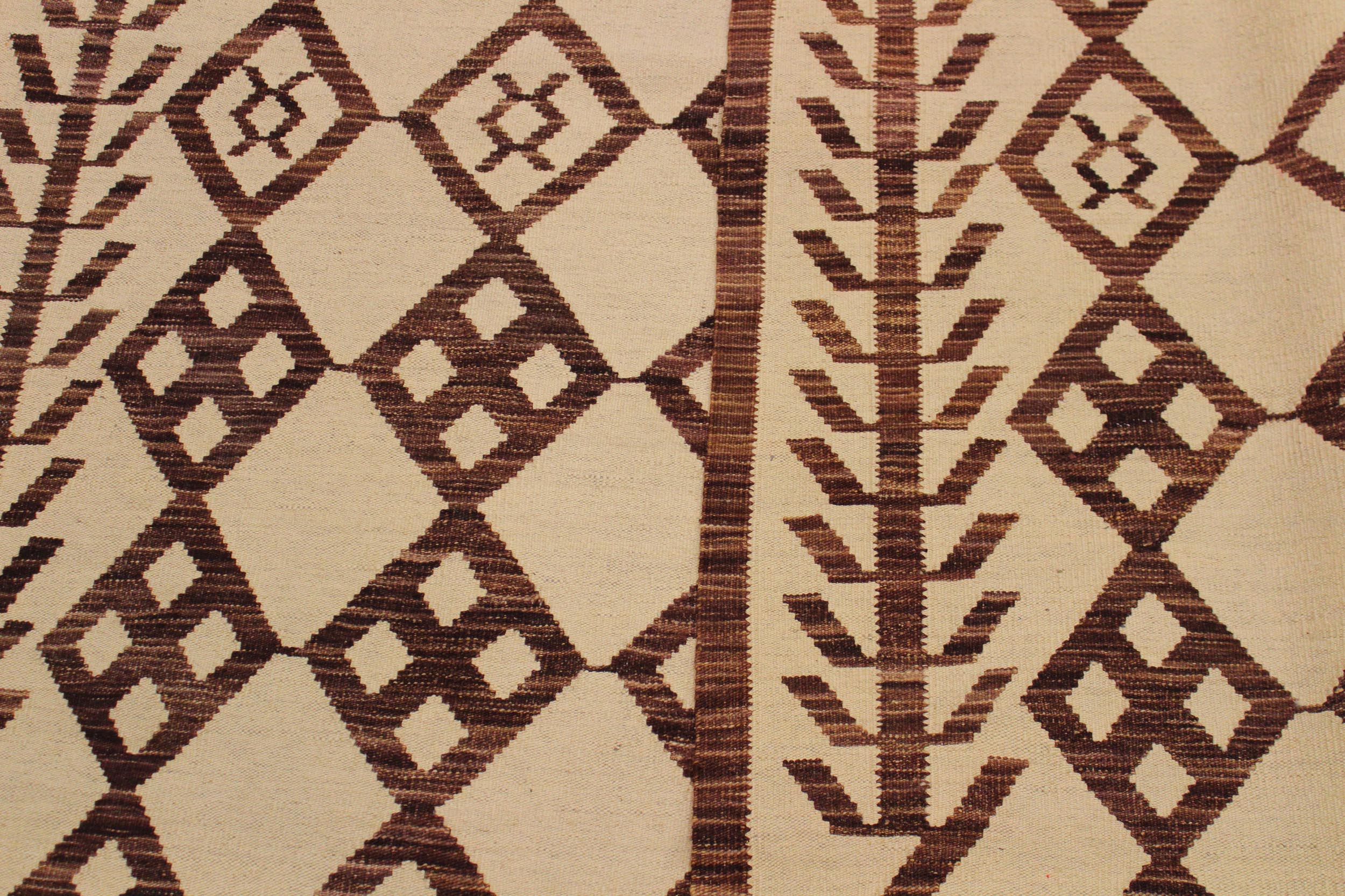 handmade Modern Kilim Beige Brown Hand-Woven RECTANGLE 100% WOOL area rug 6 x 8