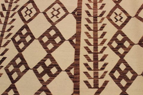 handmade Modern Kilim Beige Brown Hand-Woven RECTANGLE 100% WOOL area rug 6 x 8
