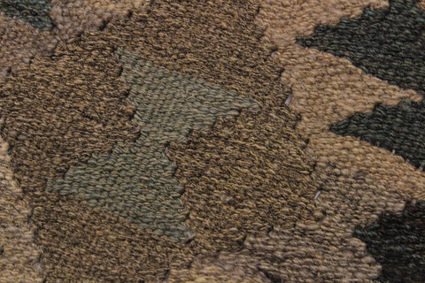 handmade Modern Kilim Tan Green Hand-Woven RECTANGLE 100% WOOL area rug 6 x 8