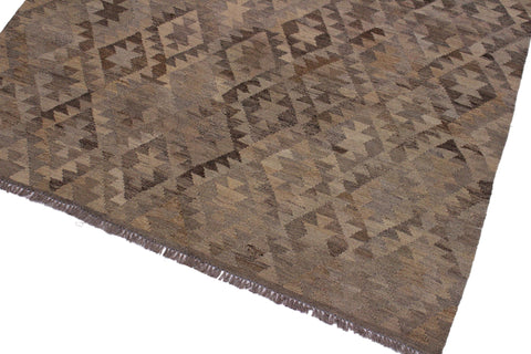 handmade Modern Kilim Tan Gray Hand-Woven RECTANGLE 100% WOOL area rug 6 x 8