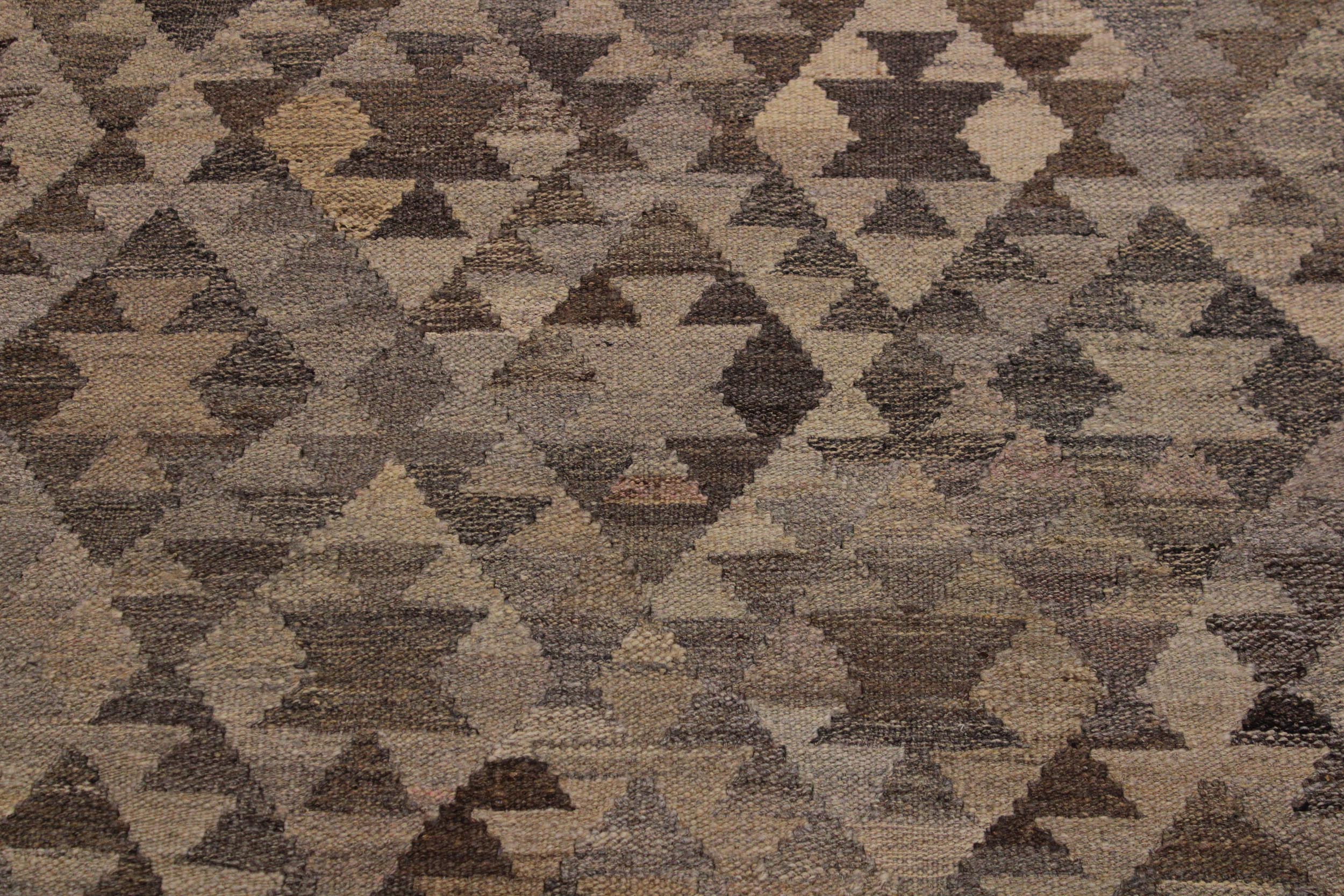handmade Modern Kilim Tan Gray Hand-Woven RECTANGLE 100% WOOL area rug 6 x 8