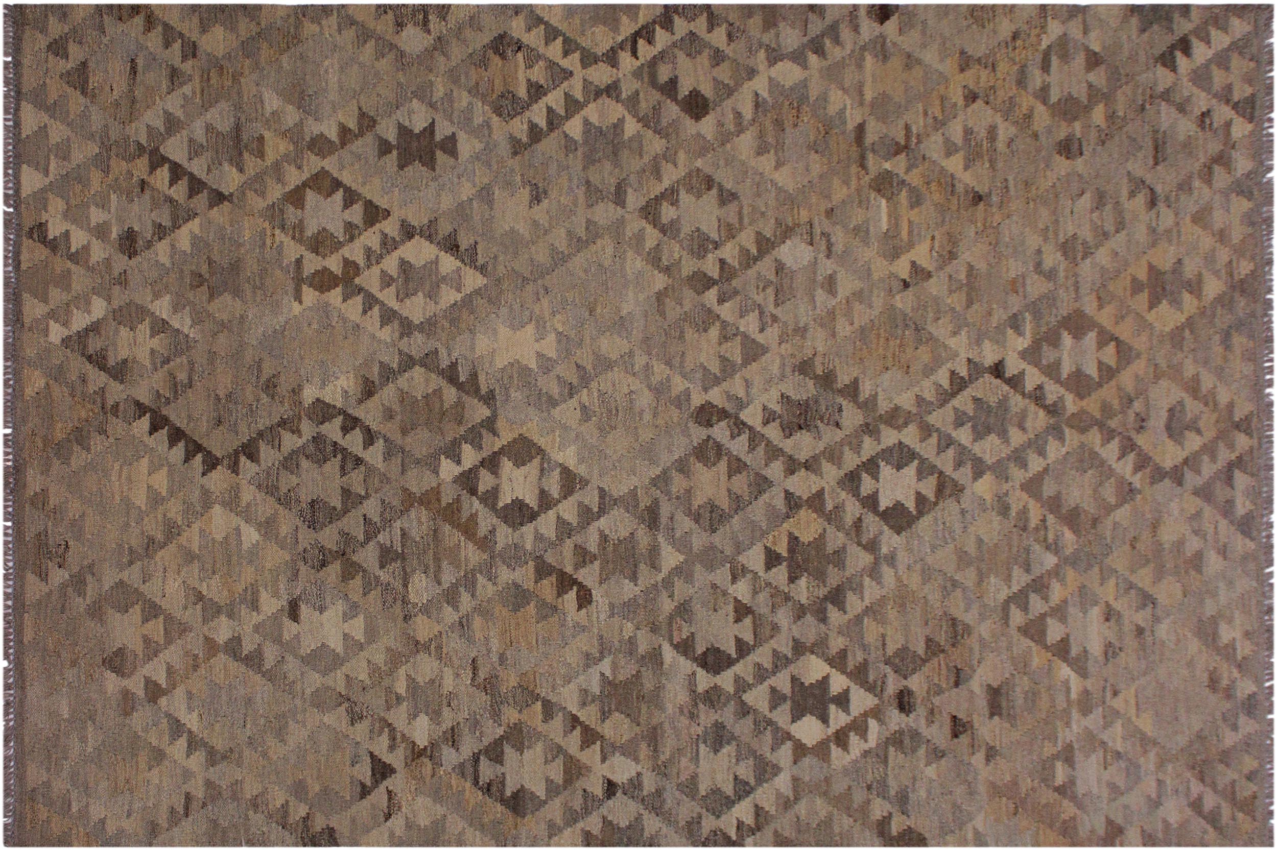 handmade Modern Kilim Tan Gray Hand-Woven RECTANGLE 100% WOOL area rug 6 x 8