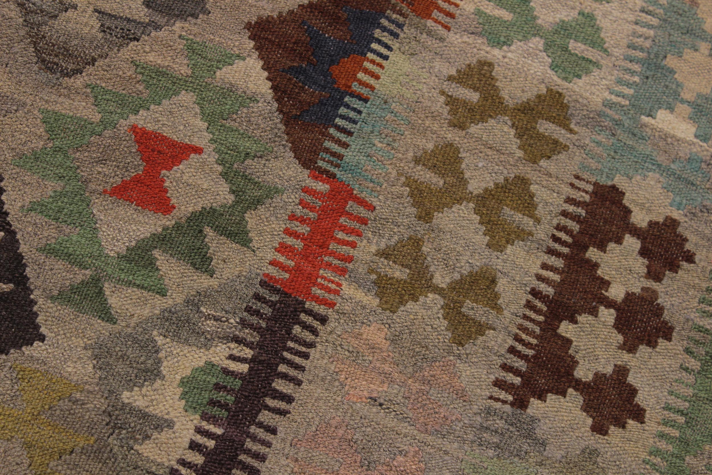 handmade Modern Kilim Tan Gray Hand-Woven RECTANGLE 100% WOOL area rug 6 x 8