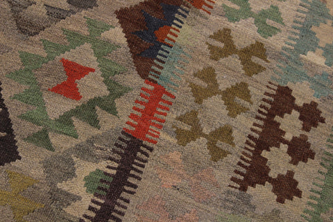 handmade Modern Kilim Tan Gray Hand-Woven RECTANGLE 100% WOOL area rug 6 x 8