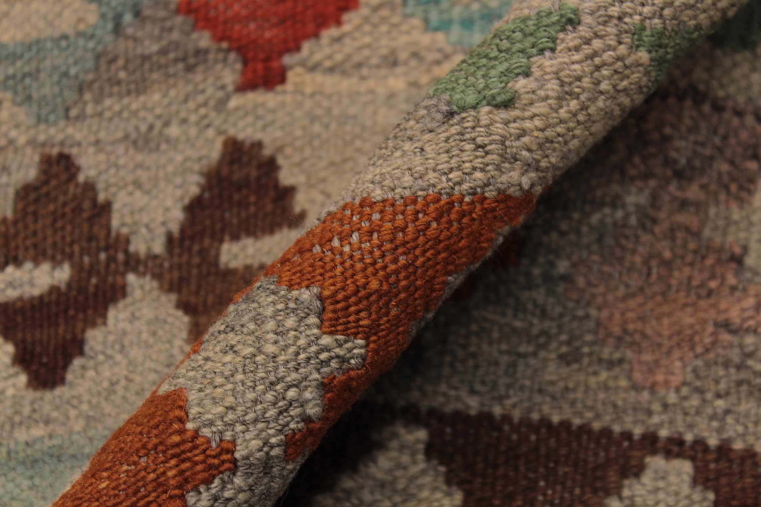 handmade Modern Kilim Tan Gray Hand-Woven RECTANGLE 100% WOOL area rug 6 x 8