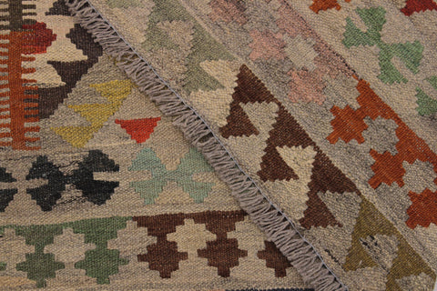 handmade Modern Kilim Tan Gray Hand-Woven RECTANGLE 100% WOOL area rug 6 x 8