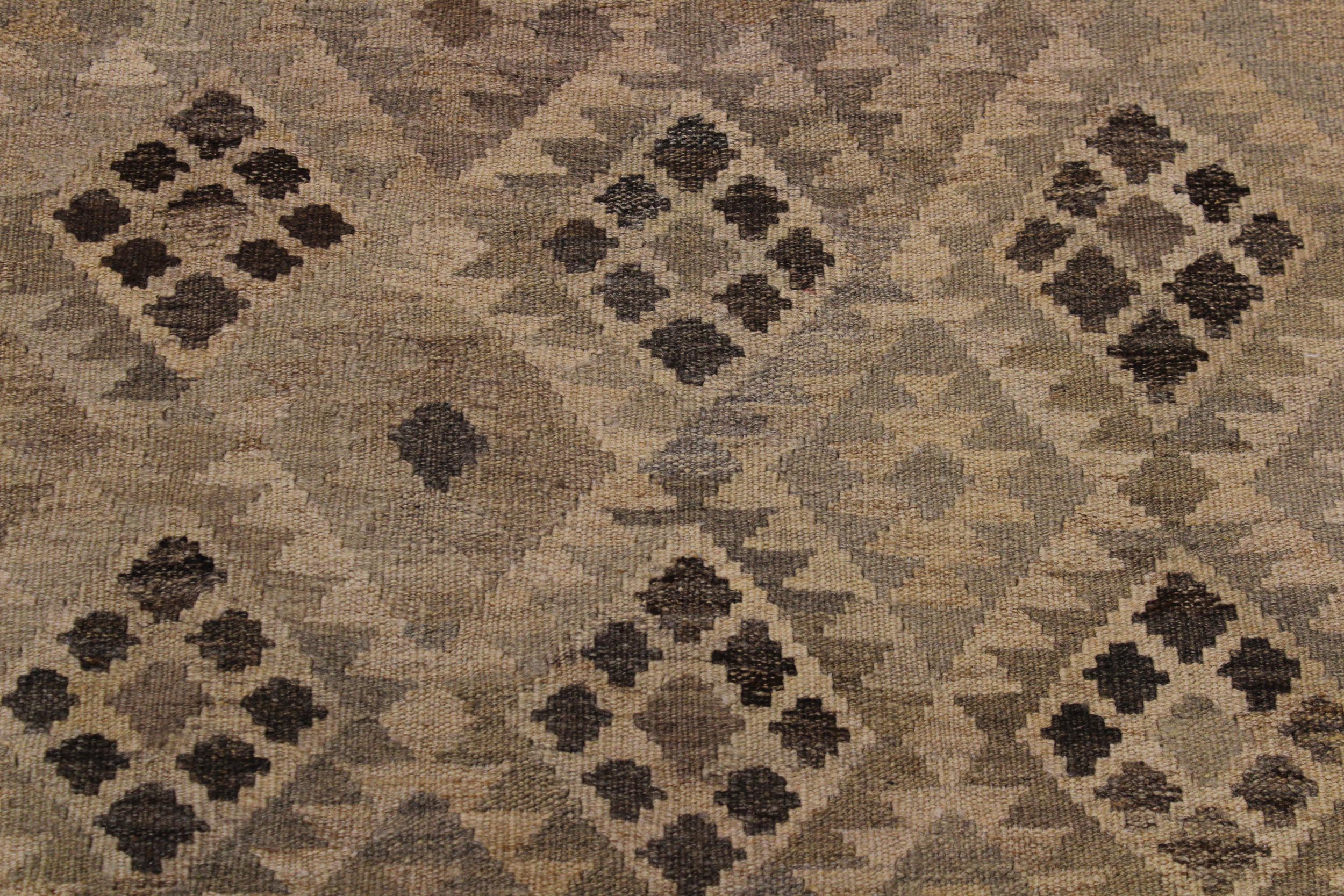 handmade Modern Kilim Tan Gray Hand-Woven RECTANGLE 100% WOOL area rug 5 x 7