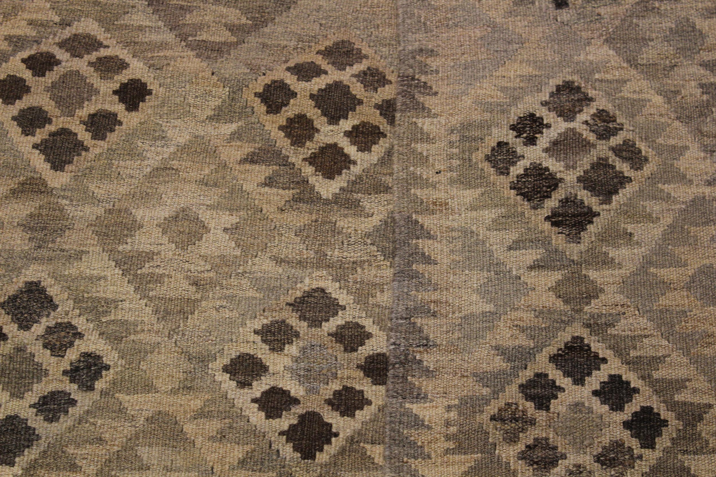 handmade Modern Kilim Tan Gray Hand-Woven RECTANGLE 100% WOOL area rug 5 x 7