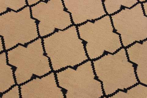 handmade Modern Kilim Beige Black Hand-Woven RECTANGLE 100% WOOL area rug 4 x 6