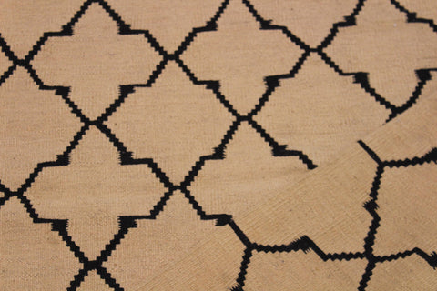 handmade Modern Kilim Beige Black Hand-Woven RECTANGLE 100% WOOL area rug 4 x 6