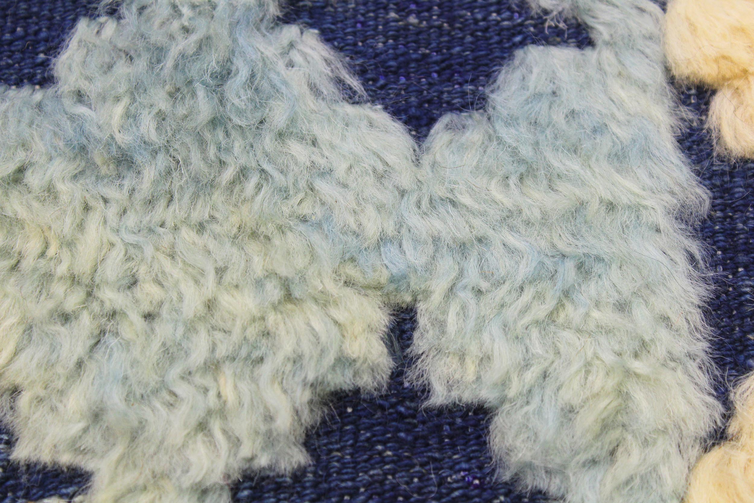 handmade Geometric Moroccan Hi Blue Ivory Hand Knotted RECTANGLE 100% WOOL area rug 4' x 6'