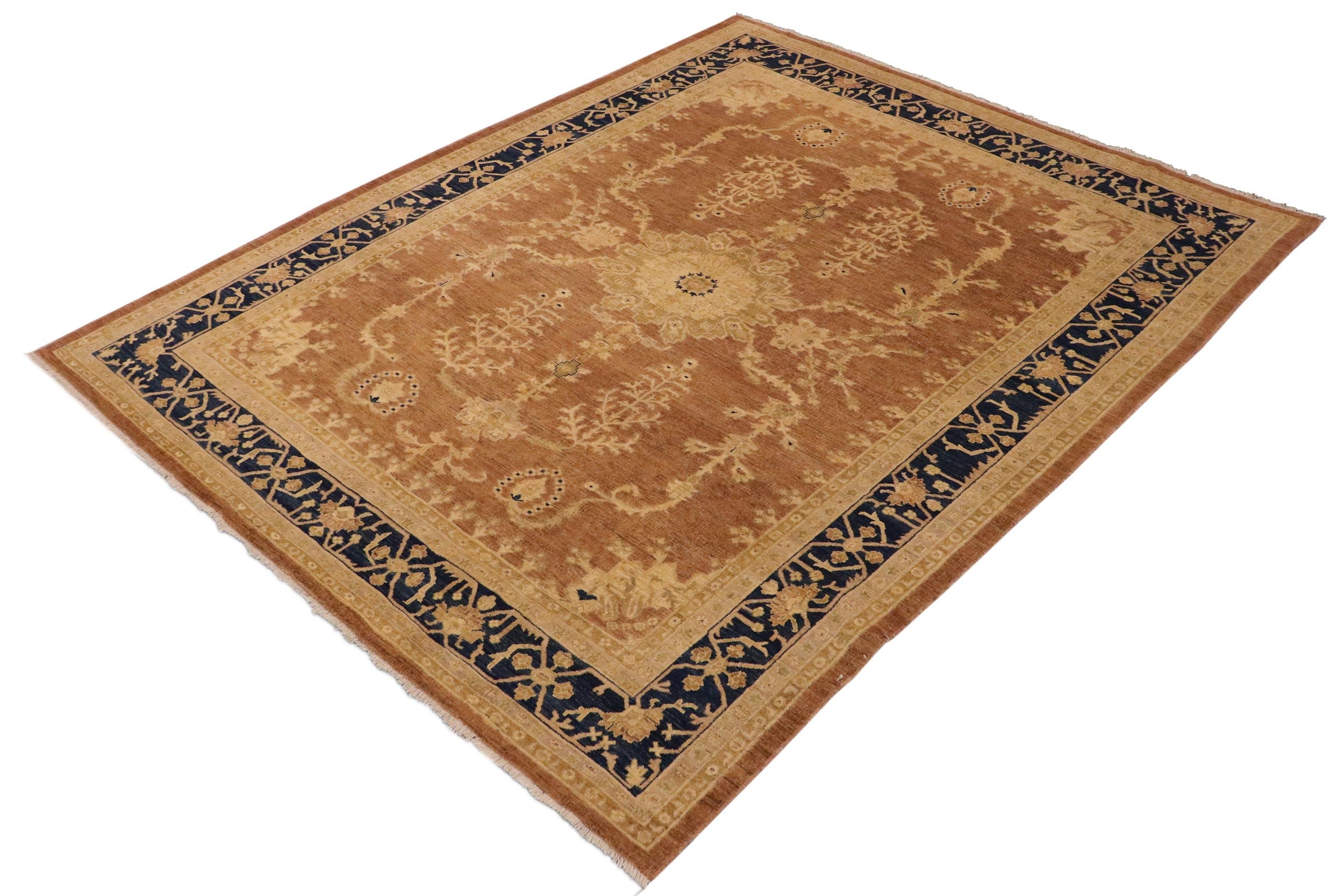 handmade Traditional Kafkaz Brown Blue Hand Knotted RECTANGLE 100% WOOL area rug 9' x 11'