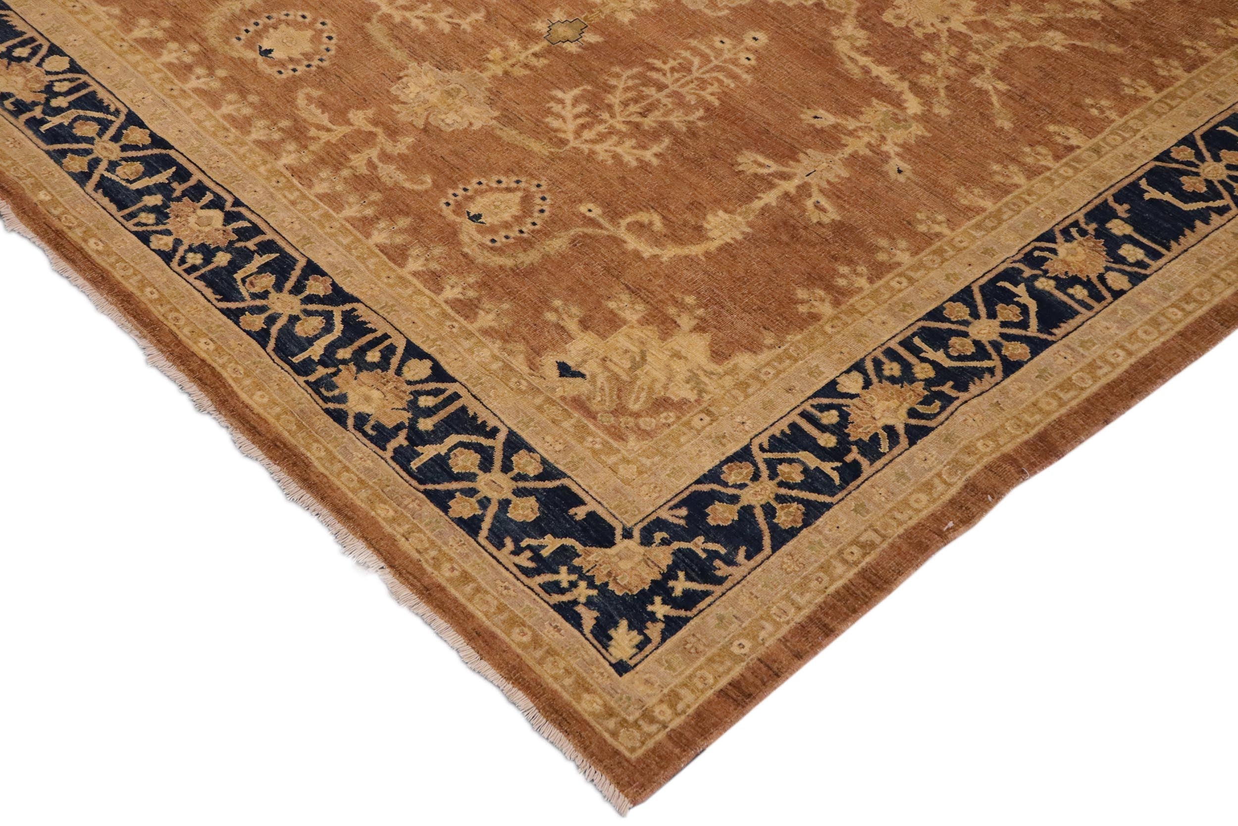 handmade Traditional Kafkaz Brown Blue Hand Knotted RECTANGLE 100% WOOL area rug 9' x 11'