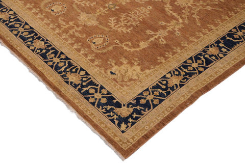 handmade Traditional Kafkaz Brown Blue Hand Knotted RECTANGLE 100% WOOL area rug 9' x 11'