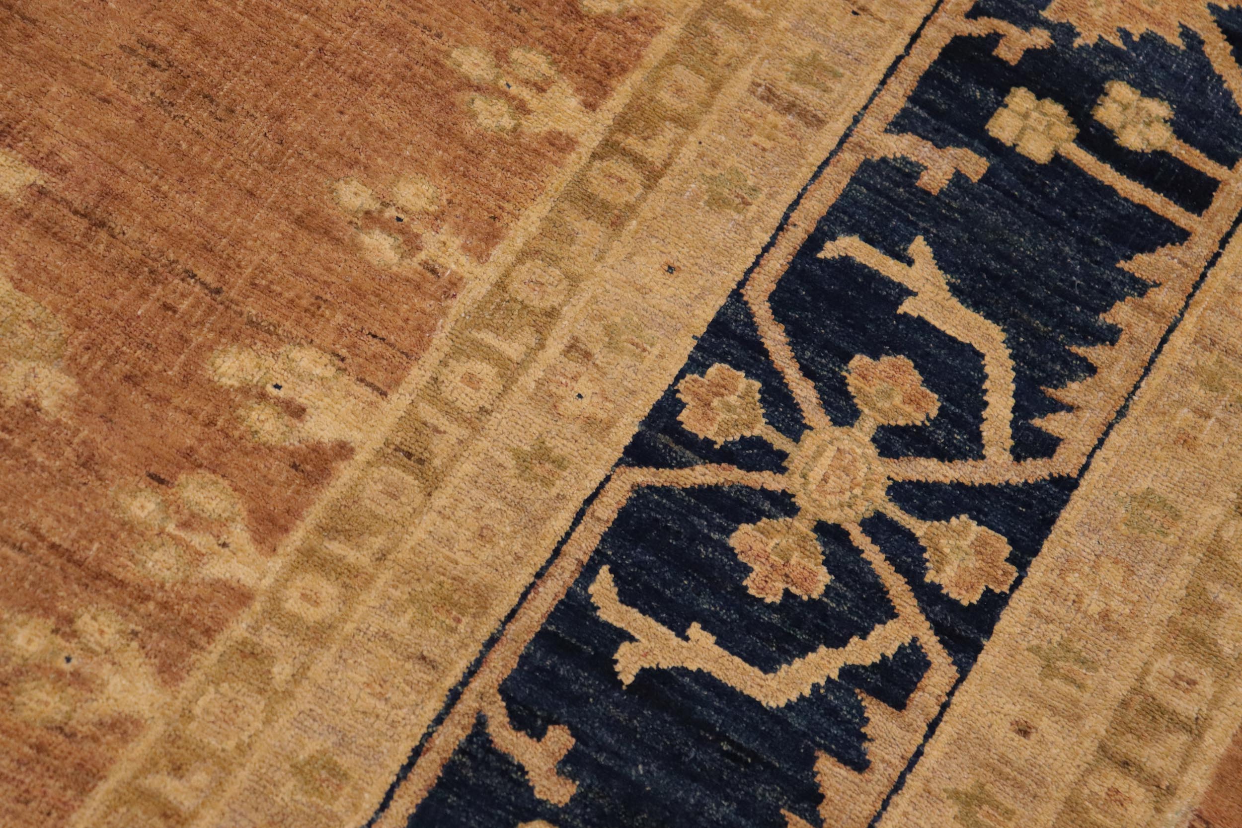 handmade Traditional Kafkaz Brown Blue Hand Knotted RECTANGLE 100% WOOL area rug 9' x 11'