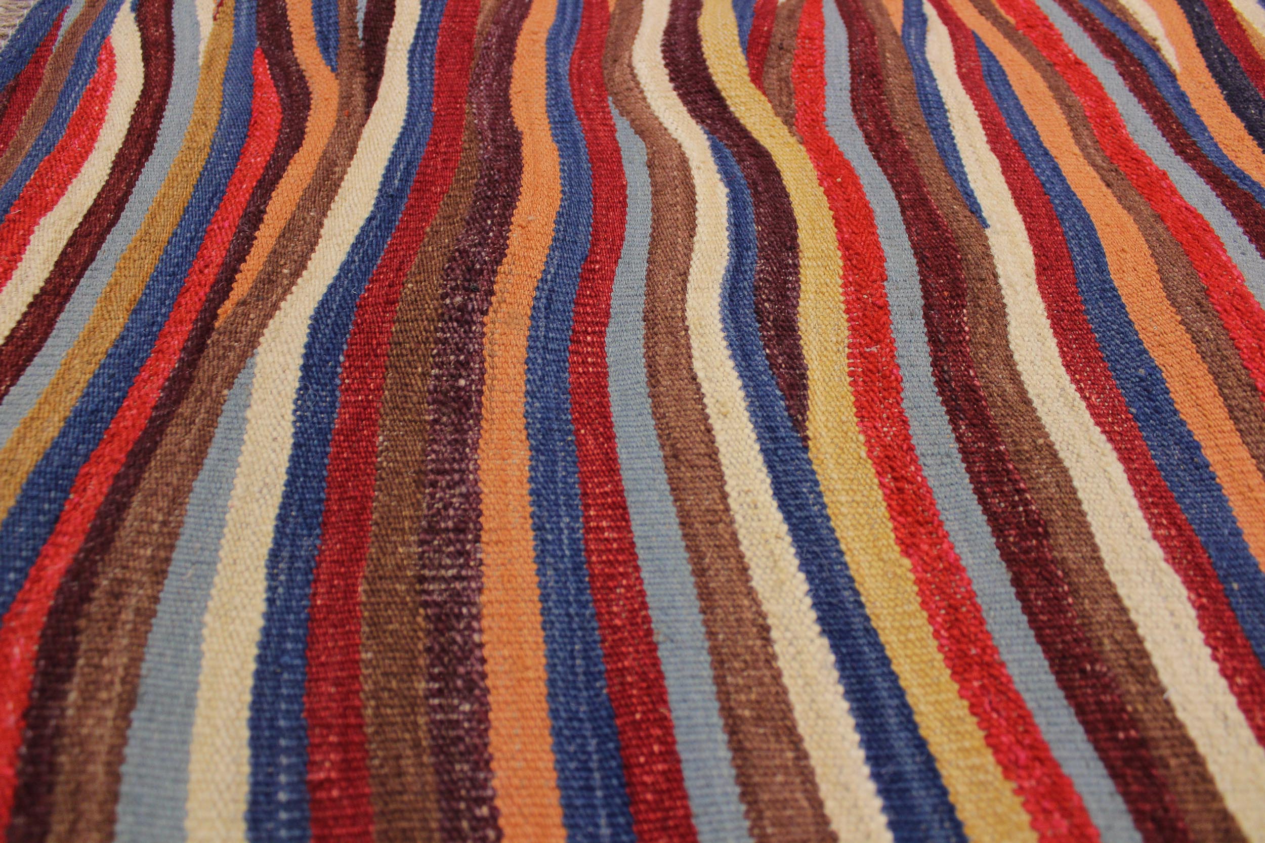 handmade Modern Kilim Red Blue Hand-Woven RECTANGLE 100% WOOL area rug 6x8