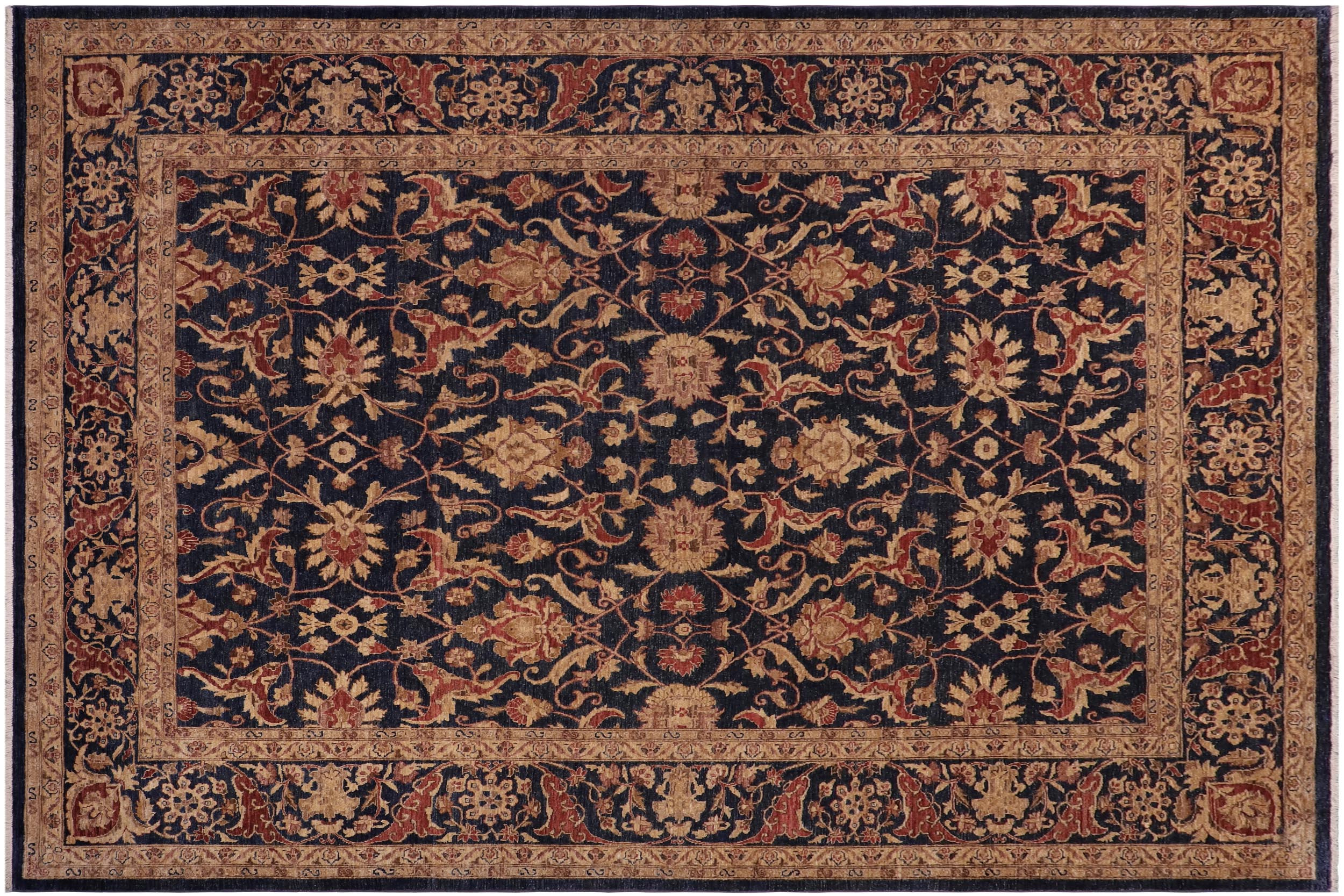 handmade Transitional Kafkaz Drk. Blue Copper Hand Knotted RECTANGLE 100% WOOL area rug 10' x 11'
