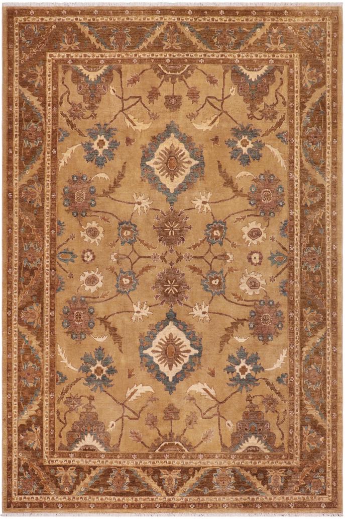 handmade Traditional Kafkaz Gold Gold Hand Knotted RECTANGLE 100% WOOL area rug 9X12