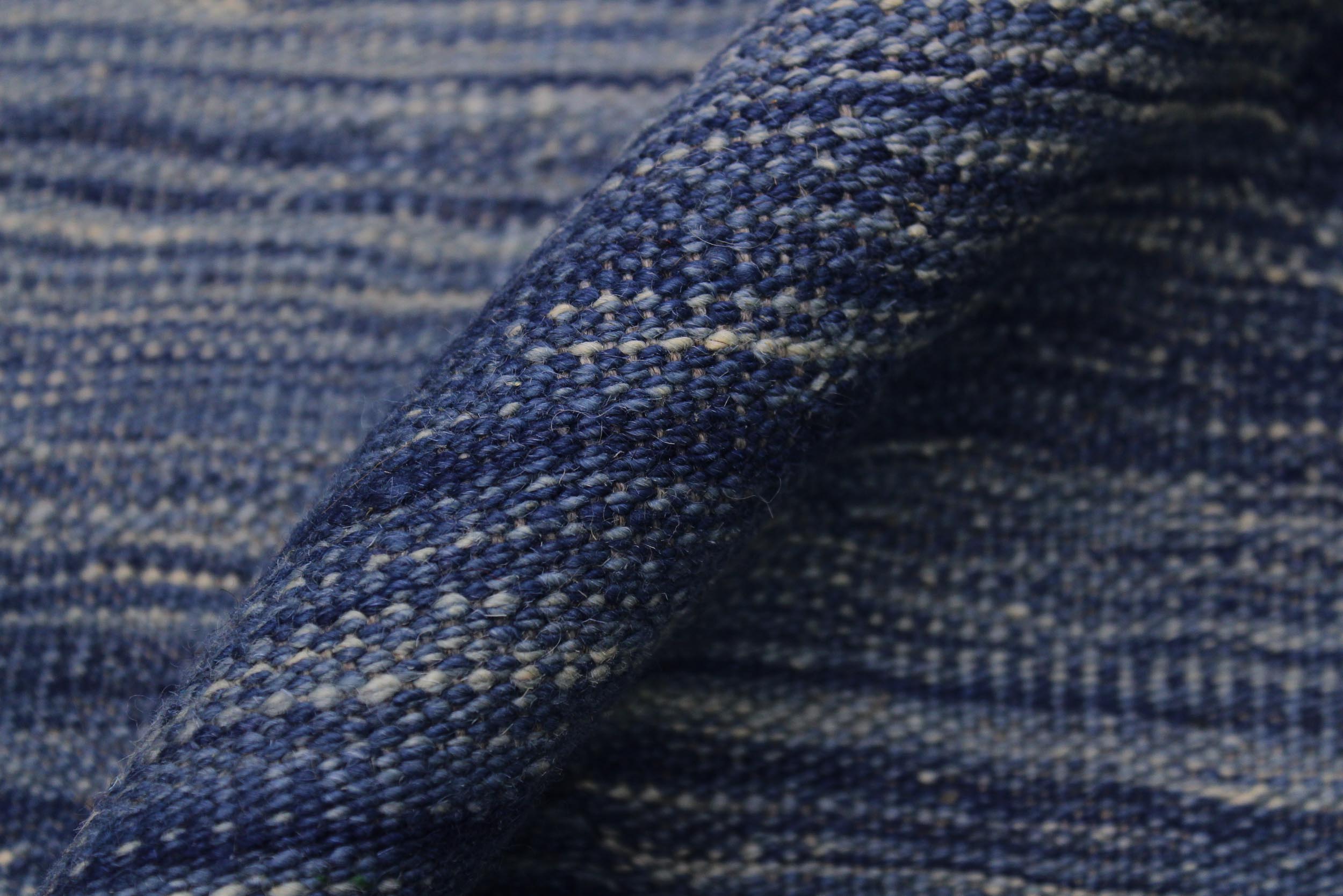 handmade Modern Kilim Blue Beige Hand-Woven RECTANGLE 100% WOOL area rug 9 x 12