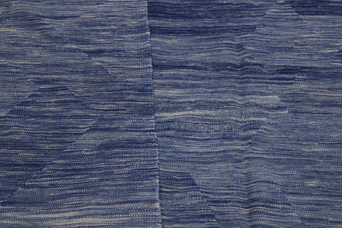 handmade Modern Kilim Blue Beige Hand-Woven RECTANGLE 100% WOOL area rug 9 x 12