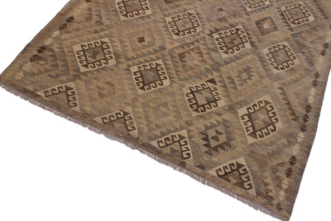 handmade Modern Kilim Tan Gray Hand-Woven RECTANGLE 100% WOOL area rug 6 x 8