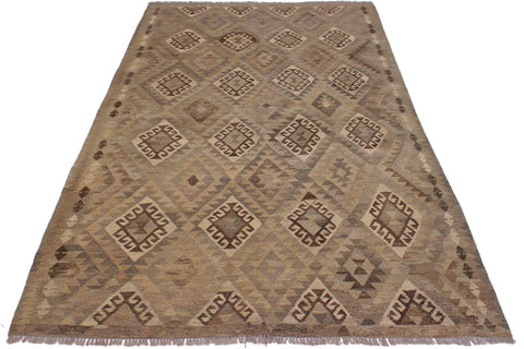 handmade Modern Kilim Tan Gray Hand-Woven RECTANGLE 100% WOOL area rug 6 x 8