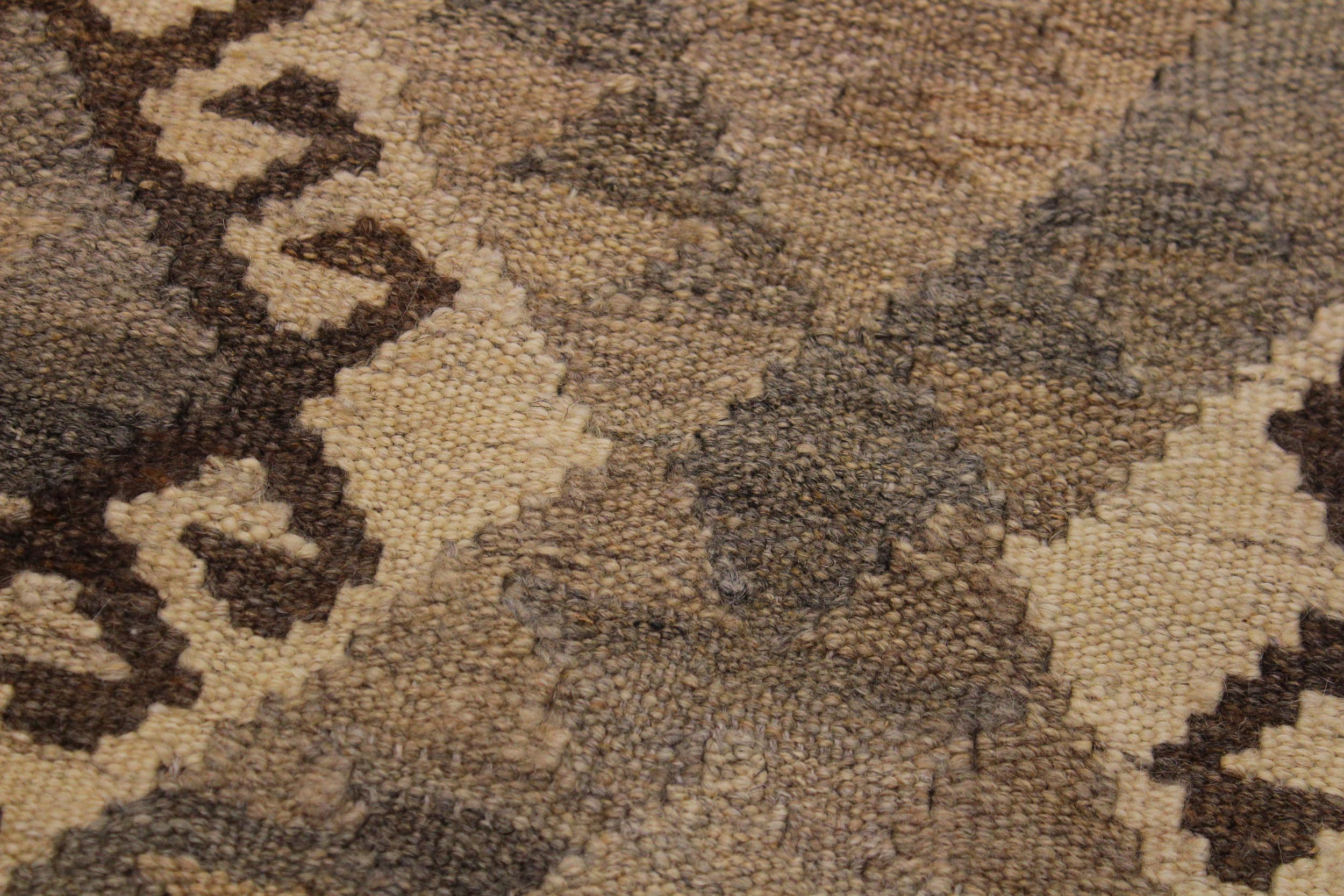 handmade Modern Kilim Tan Gray Hand-Woven RECTANGLE 100% WOOL area rug 6 x 8
