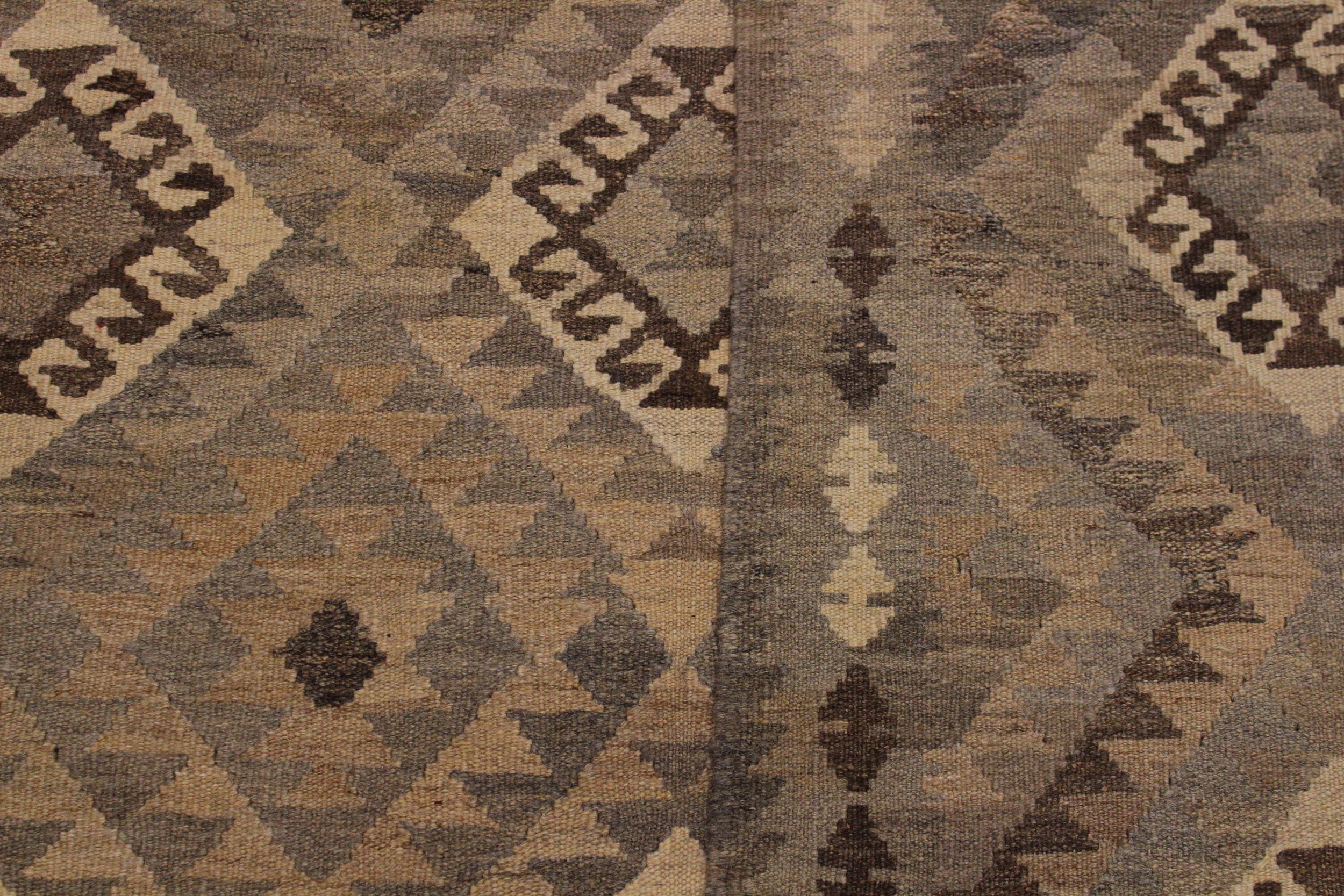 handmade Modern Kilim Tan Gray Hand-Woven RECTANGLE 100% WOOL area rug 6 x 8