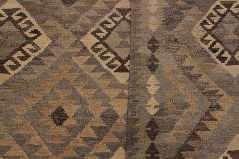 handmade Modern Kilim Tan Gray Hand-Woven RECTANGLE 100% WOOL area rug 6 x 8