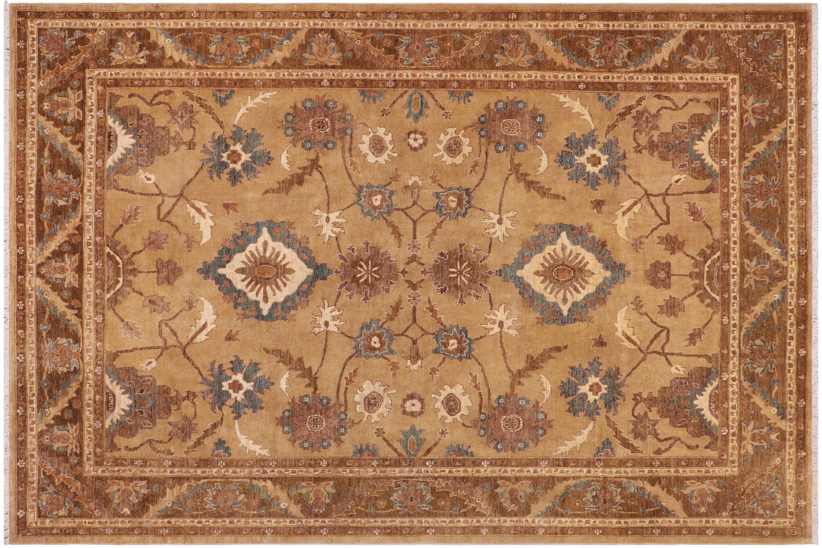 handmade Traditional Kafkaz Gold Gold Hand Knotted RECTANGLE 100% WOOL area rug 9x12