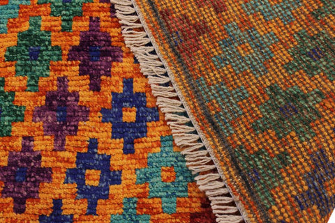 handmade Modern Balouchi Orange Blue Hand Knotted RECTANGLE 100% WOOL area rug 3x5