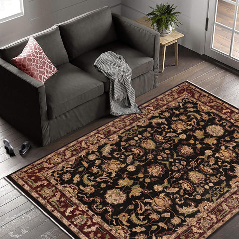 handmade Traditional Kafkaz Black Red Hand Knotted RECTANGLE 100% WOOL area rug 9x11