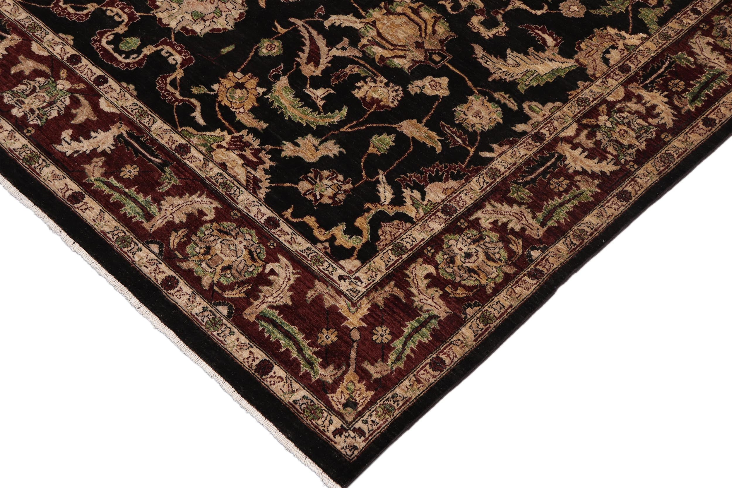handmade Traditional Kafkaz Black Red Hand Knotted RECTANGLE 100% WOOL area rug 9x11