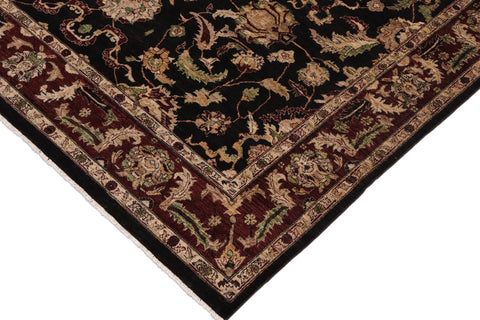 handmade Traditional Kafkaz Black Red Hand Knotted RECTANGLE 100% WOOL area rug 9x11