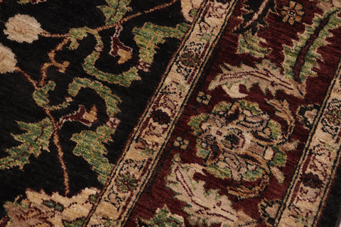 handmade Traditional Kafkaz Black Red Hand Knotted RECTANGLE 100% WOOL area rug 9x11