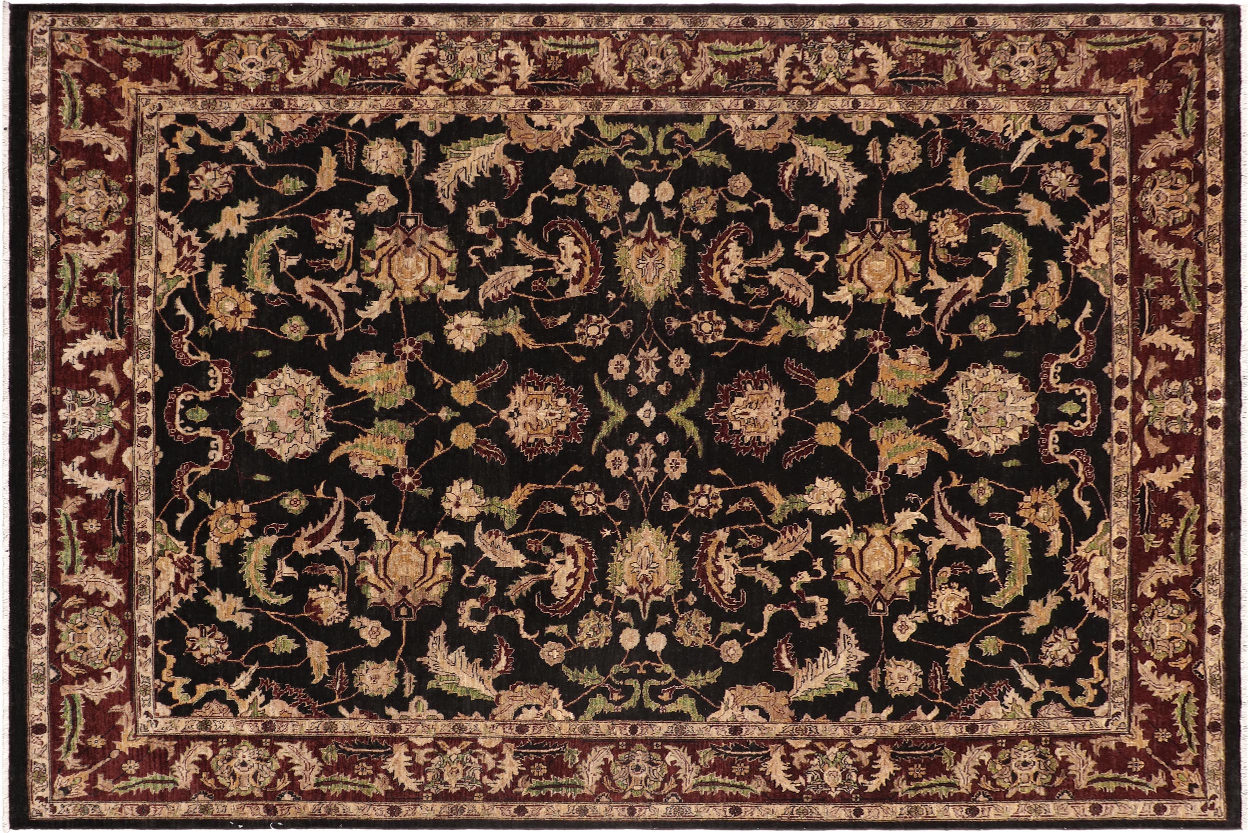 handmade Traditional Kafkaz Black Red Hand Knotted RECTANGLE 100% WOOL area rug 9x11