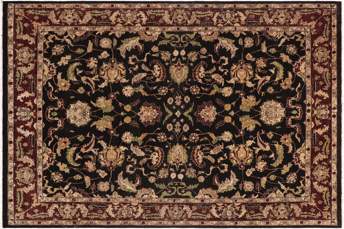 handmade Traditional Kafkaz Black Red Hand Knotted RECTANGLE 100% WOOL area rug 9x11