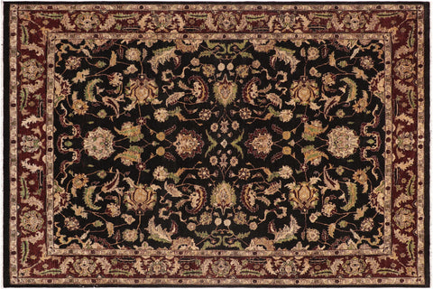 handmade Traditional Kafkaz Black Red Hand Knotted RECTANGLE 100% WOOL area rug 9x11