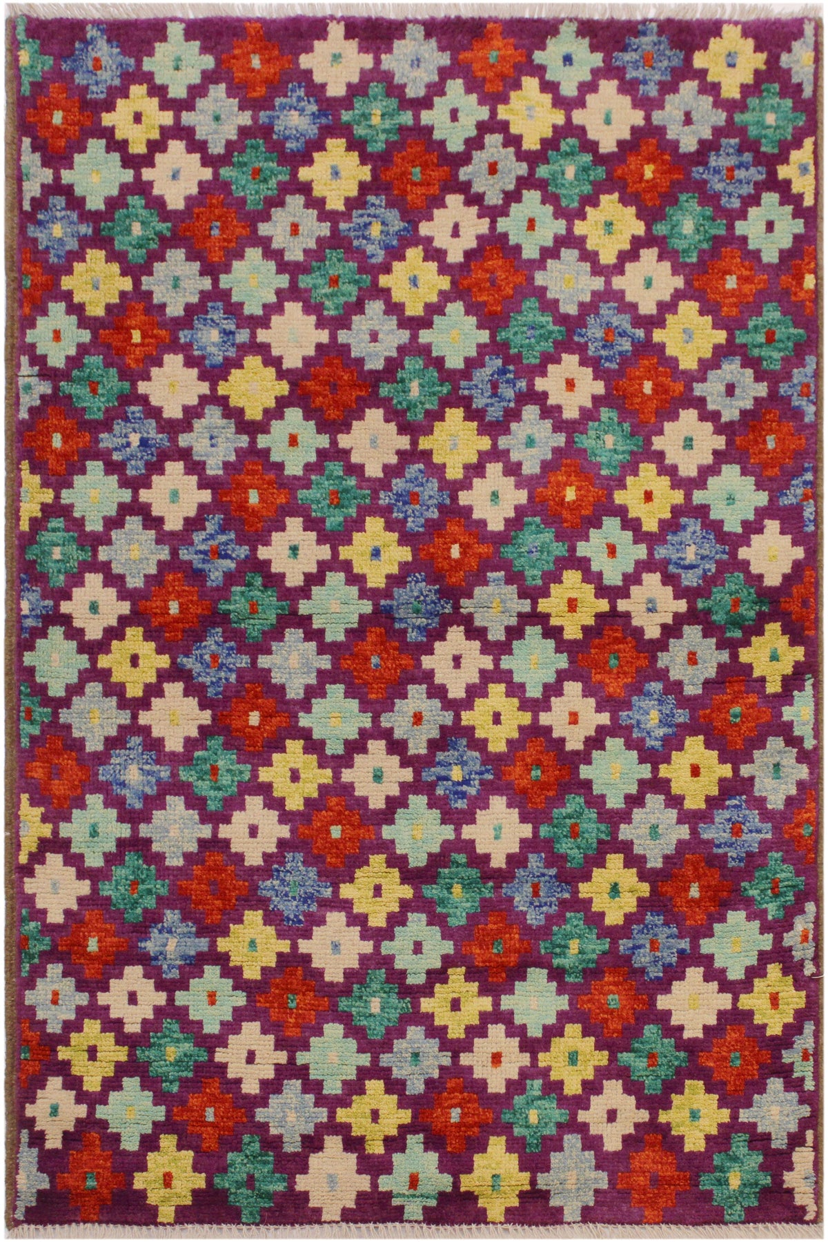 Shabby Chic Balochi Filibert Purple/Beige Wool Rug - 3'6''X4'10''