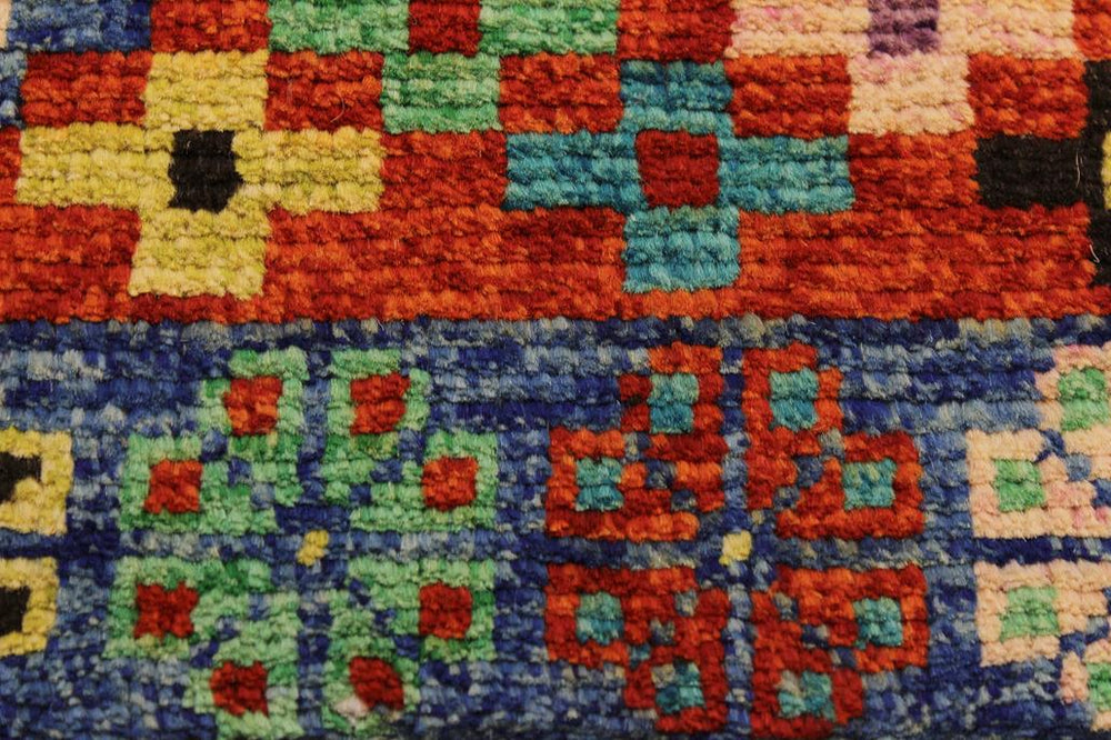 handmade Geometric Balouchi Orange Blue Hand Knotted RECTANGLE 100% WOOL area rug 3x5