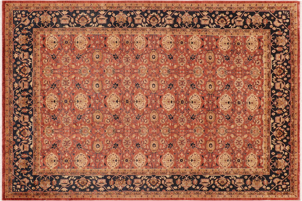 handmade Transitional Kafkaz Red Blue Hand Knotted RECTANGLE 100% WOOL area rug 9' x 12'