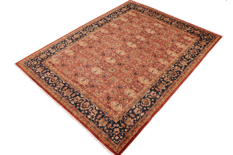 handmade Transitional Kafkaz Red Blue Hand Knotted RECTANGLE 100% WOOL area rug 9' x 12'