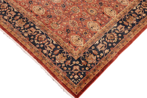 handmade Transitional Kafkaz Red Blue Hand Knotted RECTANGLE 100% WOOL area rug 9' x 12'