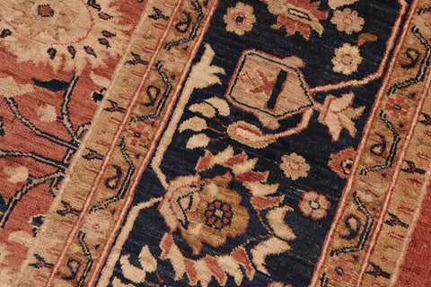 handmade Transitional Kafkaz Red Blue Hand Knotted RECTANGLE 100% WOOL area rug 9' x 12'