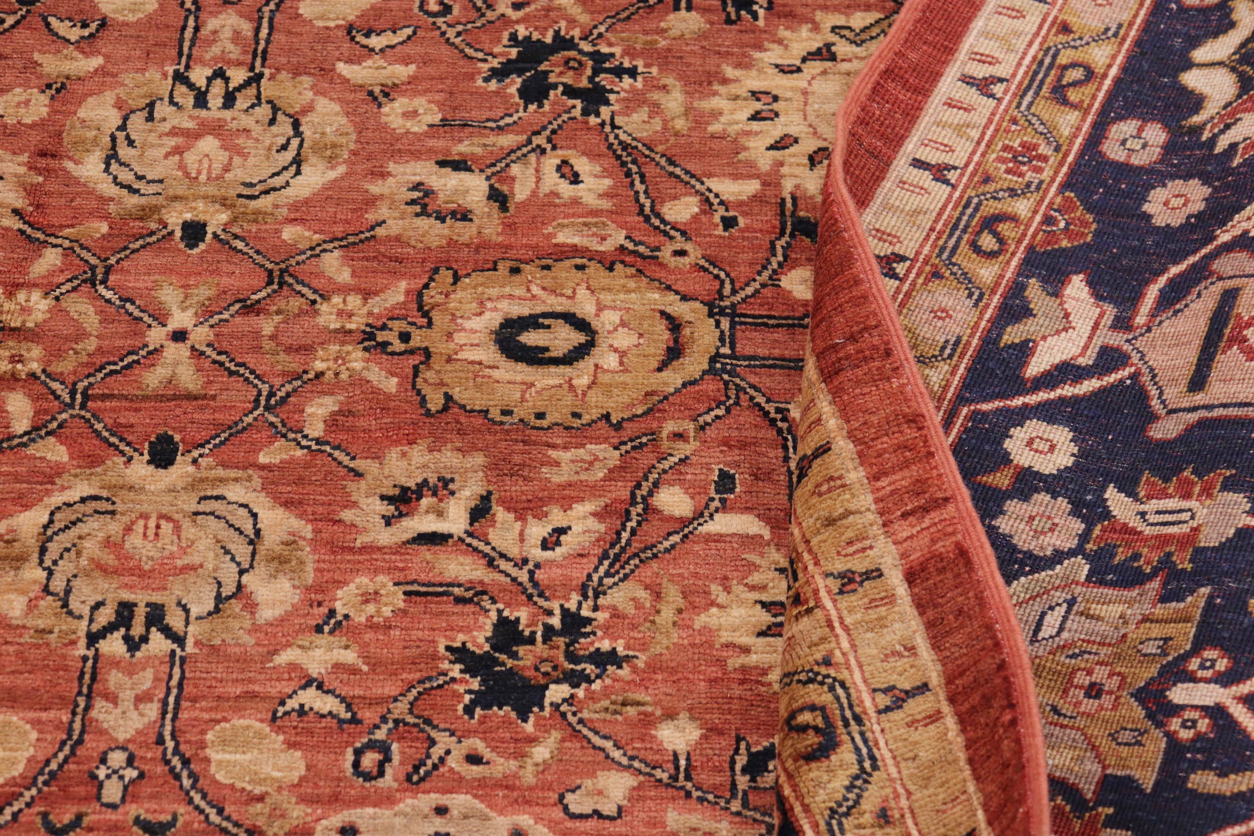 handmade Transitional Kafkaz Red Blue Hand Knotted RECTANGLE 100% WOOL area rug 9' x 12'