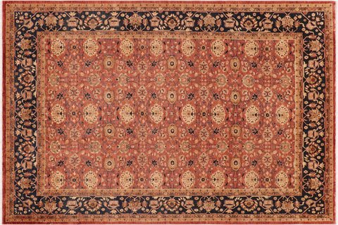 handmade Transitional Kafkaz Red Blue Hand Knotted RECTANGLE 100% WOOL area rug 9' x 12'