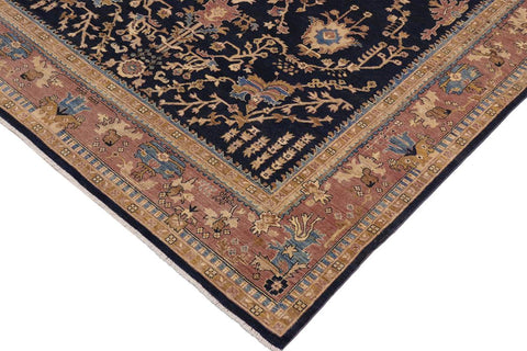 handmade Traditional Kafkaz Blue Lt. Brown Hand Knotted RECTANGLE 100% WOOL area rug 9x12