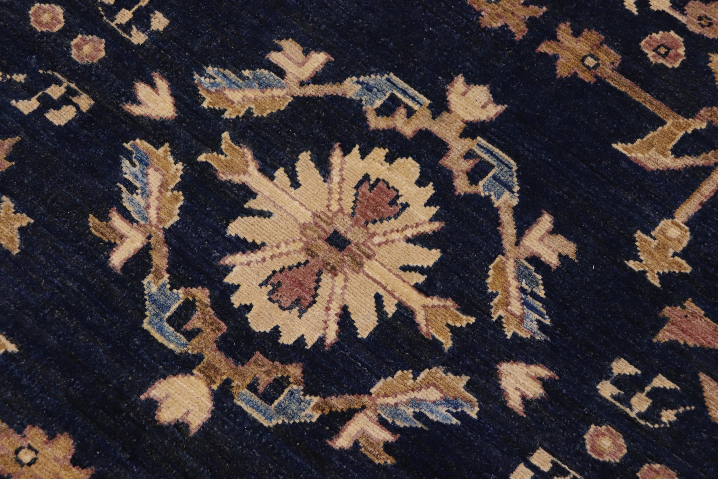 handmade Traditional Kafkaz Blue Lt. Brown Hand Knotted RECTANGLE 100% WOOL area rug 9x12