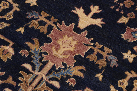 handmade Traditional Kafkaz Blue Lt. Brown Hand Knotted RECTANGLE 100% WOOL area rug 9x12