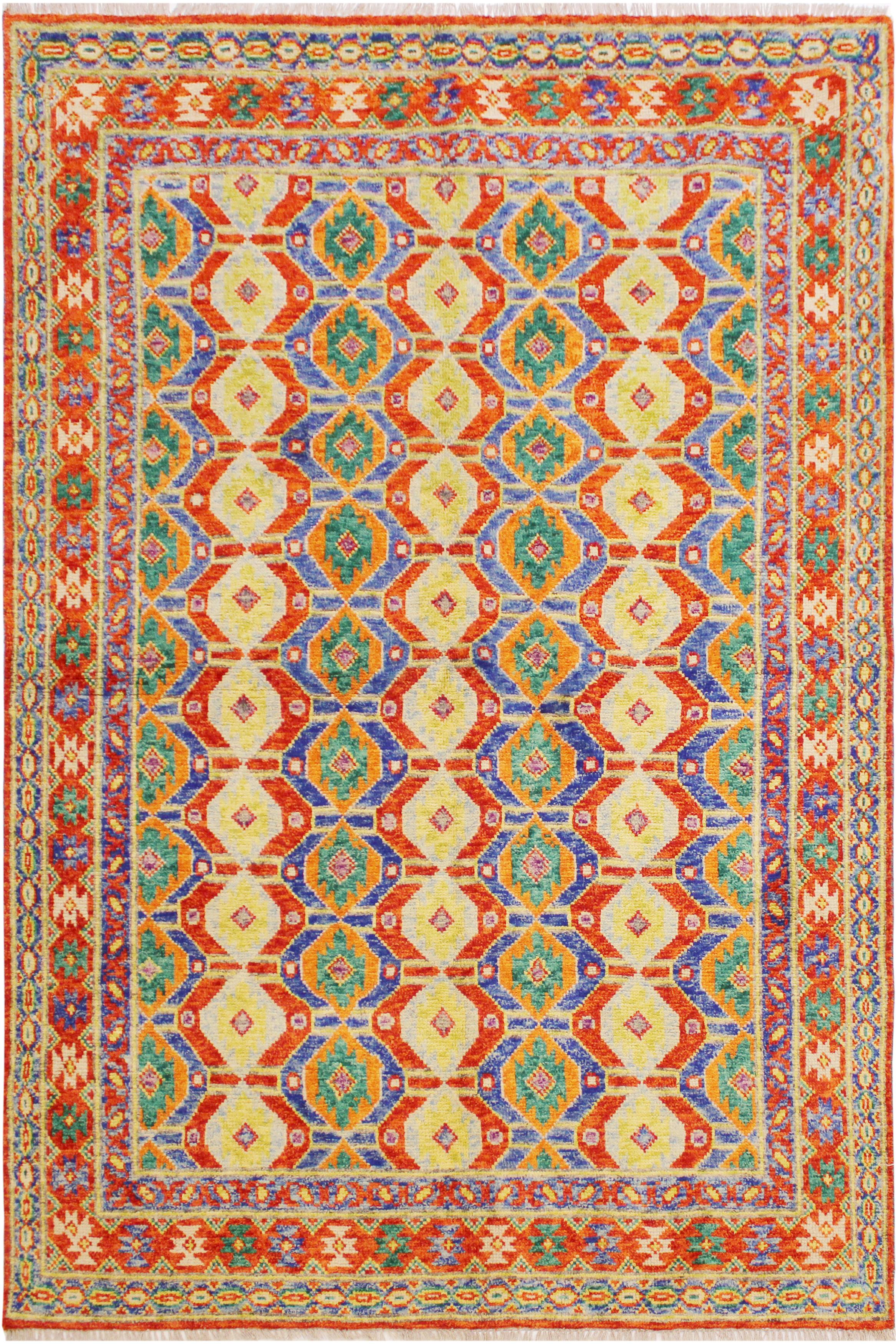 Rustic Balochi Gearldin Red/Blue Wool Rug - 5'8''X8'0''